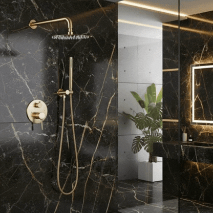 Inbouw Regendoucheset Vincent – Staafhanddouche – Brushed Gold