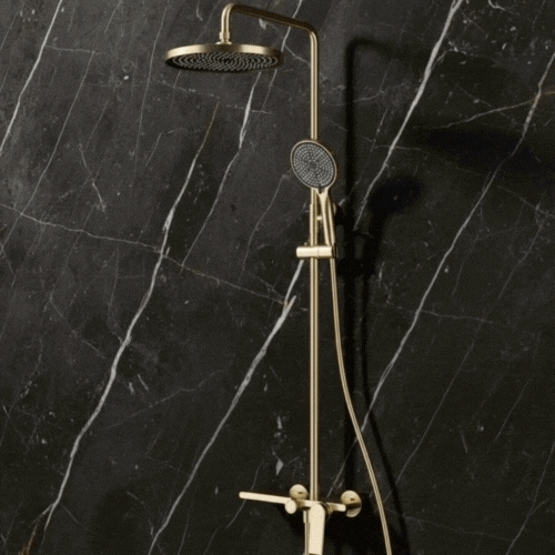 Opbouw regendoucheset Cynthia - Brushed gold - 130 × 35 × 25 cm