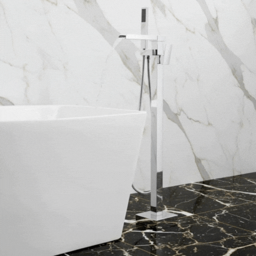 Vrijstaande Badkraan Lisandro – Watervaluitloop –  Chrome - 87 × 22 × 15 cm