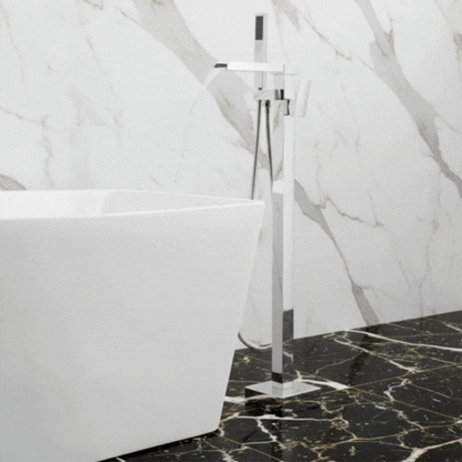 Vrijstaande Badkraan Lisandro – Watervaluitloop –  Chrome - 87 × 22 × 15 cm