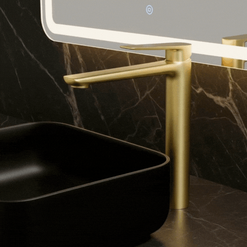 Hoge wastafelkraan Diego  – Brushed gold - 27,5 × 16,6 × 22,3 cm