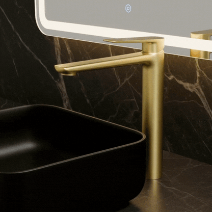Hoge wastafelkraan Diego  – Brushed gold - 27,5 × 16,6 × 22,3 cm
