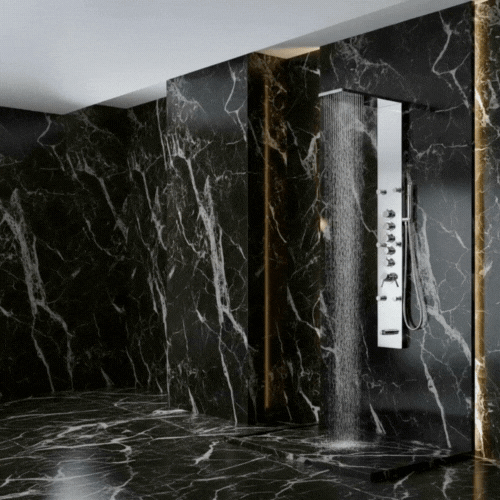 Douchepaneel Nana – Waterval – Massagejets – Chrome - 150 × 20 × 60 cm