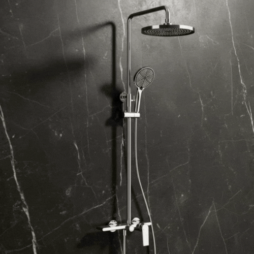 Opbouw regendoucheset Cynthia - Chrome - 130 × 35 × 25 cm