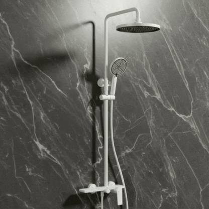 Opbouw regendoucheset Cynthia - Matte white - 130 × 35 × 25 cm