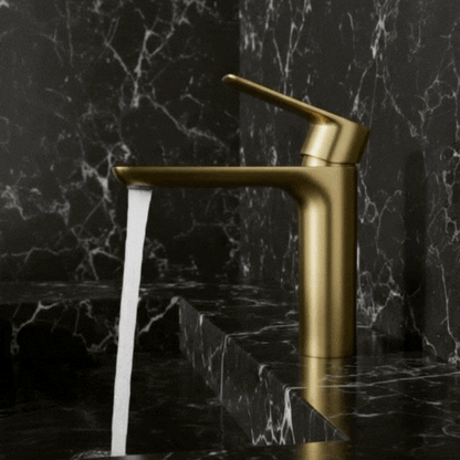 Opbouw wastafelkraan  Silvio – Brushed gold - 14 × 16,5 × 4,3 cm